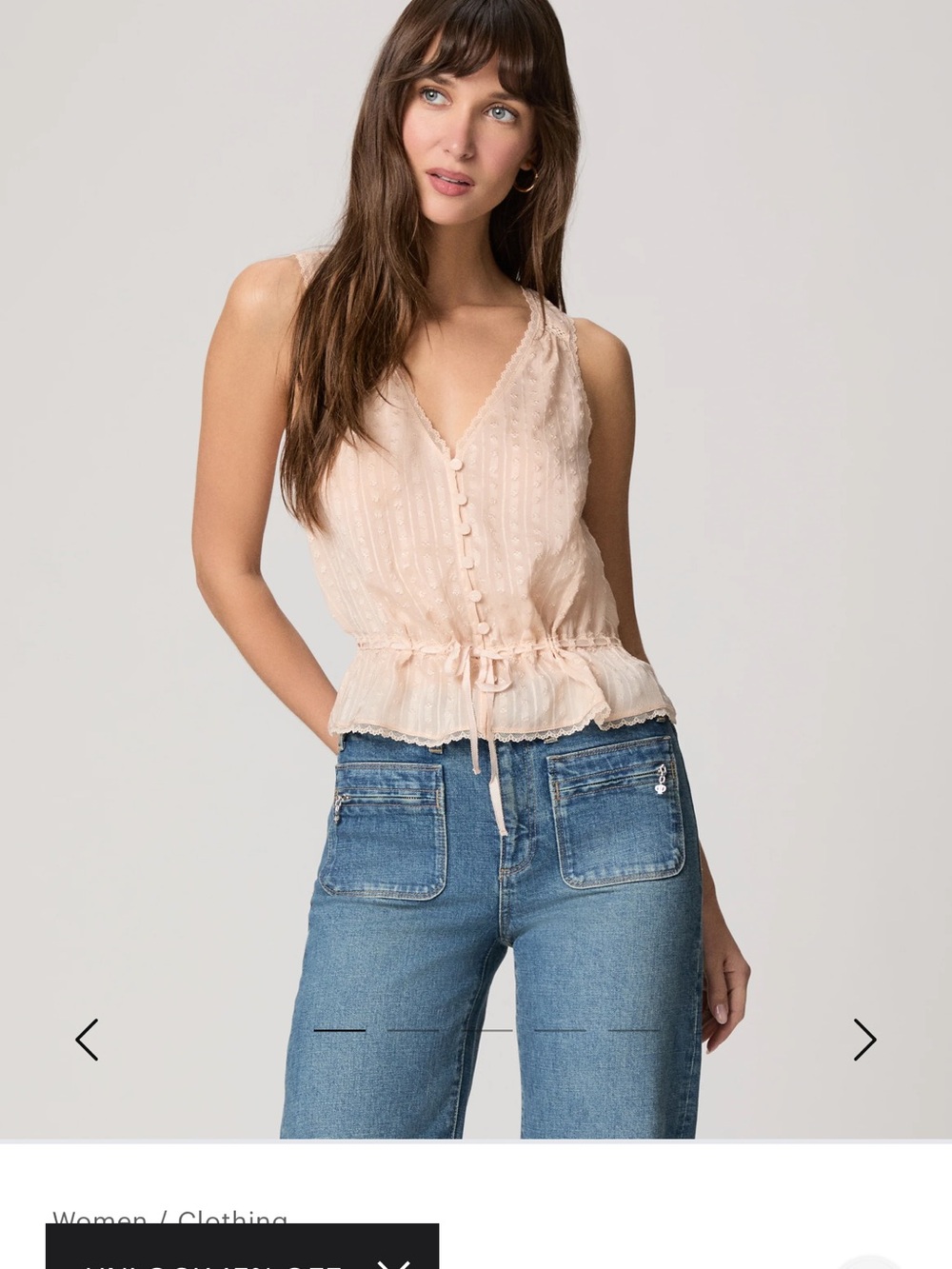 PAIGE Blush Lace-Trim Button Front Camisole